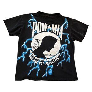 VTG 90s American Thunder POW MIA T Shirt Adult Large Black Single Stitch USA